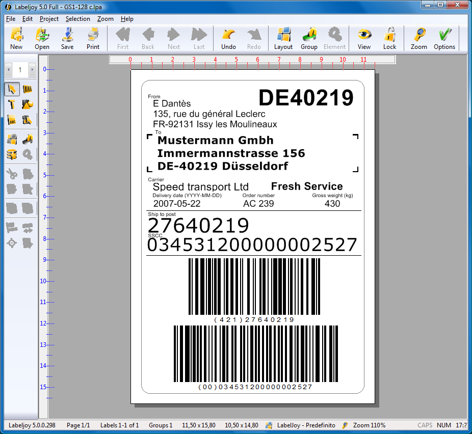 gs1 128 label format